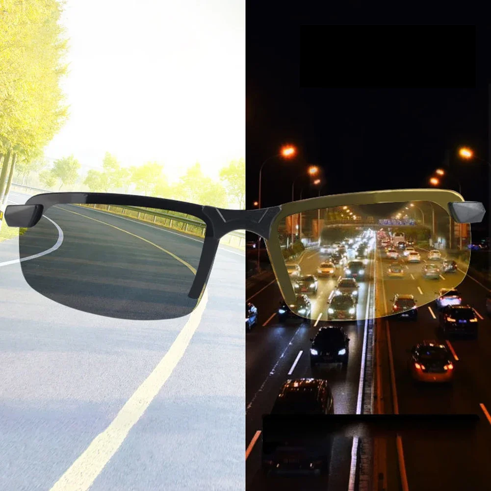 1Pc Black Yellow Sunglasses Chameleon Glasses Male Change Color  Sun Glasses Day Car Accessories Hight Quailtly