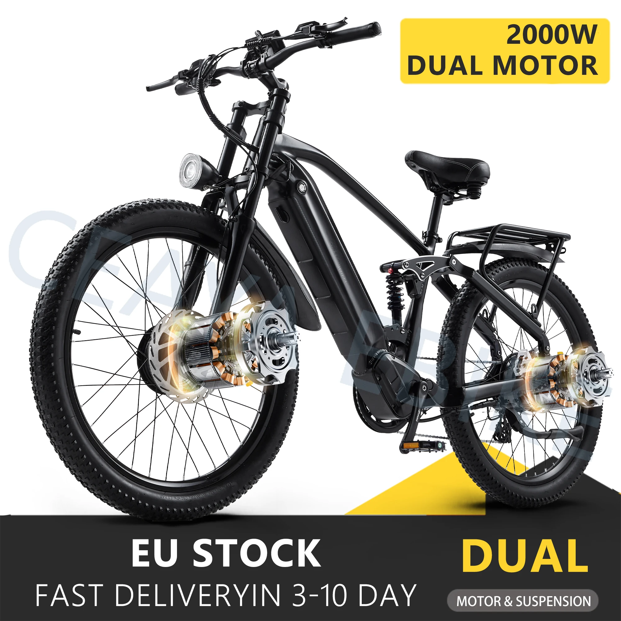 Elektrofahrrad für Erwachsene, 26-Zoll-E-Bike mit fettem Reifen, 48 V/17 Ah, AL26MAX, 2000 W,