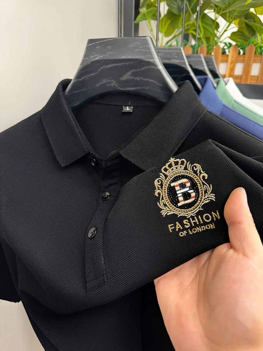 High-end Brand Men's Cotton Polo Shirt Luxury Embroidery Top Breathable Comfortable Short Sleeved T-shirts Simplicity Versatile