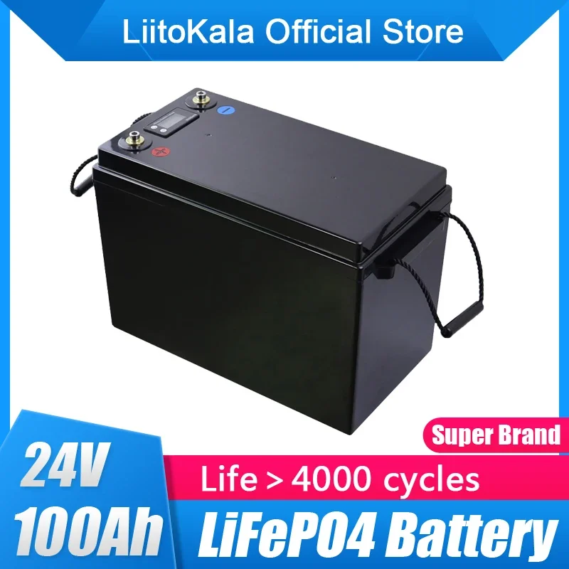 LiitoKala 24V 100Ah LiFePO4 Battery Pack Solar Golf Car for Forklift Waterproof Battery Pack for Inverter, System,boat Motor