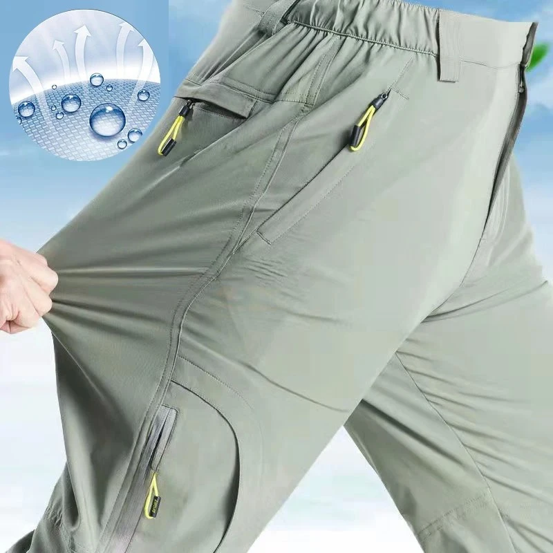 

5XL Summer Quick Dry Hiking Pants Men Stretch Waterproof Tactical Pants Zipper Pockets Trousers Lightweight Fishing Pants
