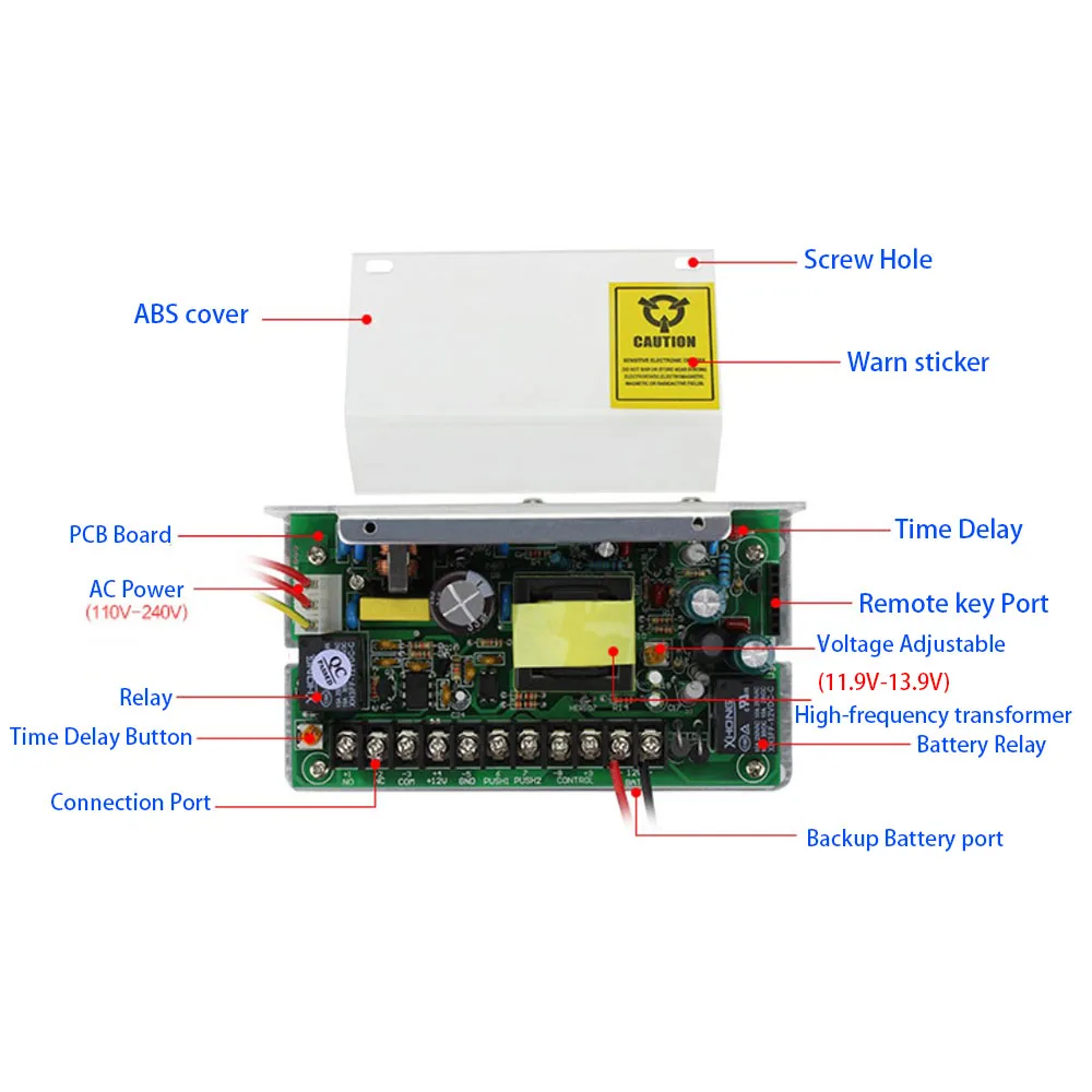 DC 12V Door Access Control System Switch Power Supply 5A AC 100~240V For Electric Lock RFID Fingerprint Access Control System