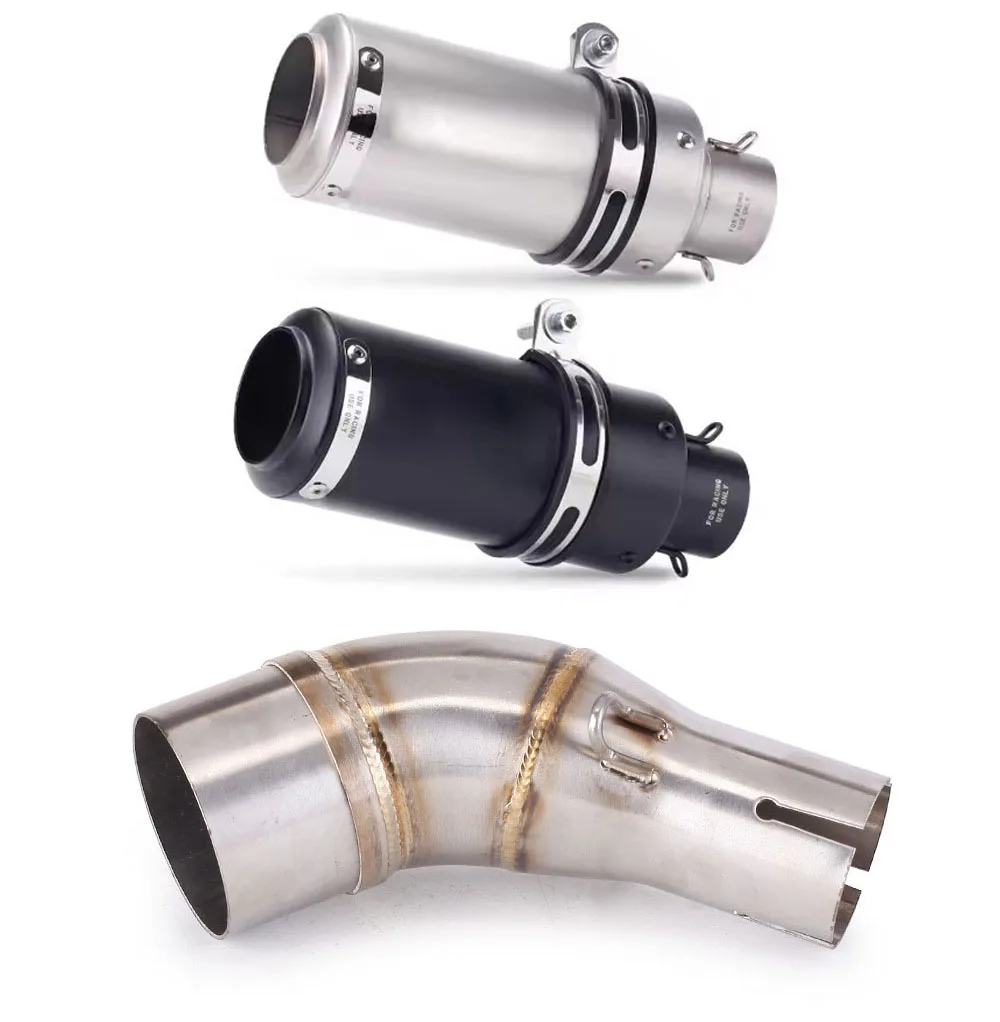 

Black / Silvery Exhaust Pipe With Muffler Link Pipe 51MM Escape Slip-On For Yamaha R3 R25 MT03 MT25 2015-2025 YZF-R3 MT-03 YZFR3