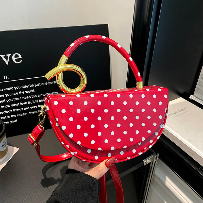 Designer Kleine Satteltasche mit Kurzem Henkel, Handtasche, Modische Polka-Dot Schultertasche, Y2K Trend Damen Party Clutch – Detail 29