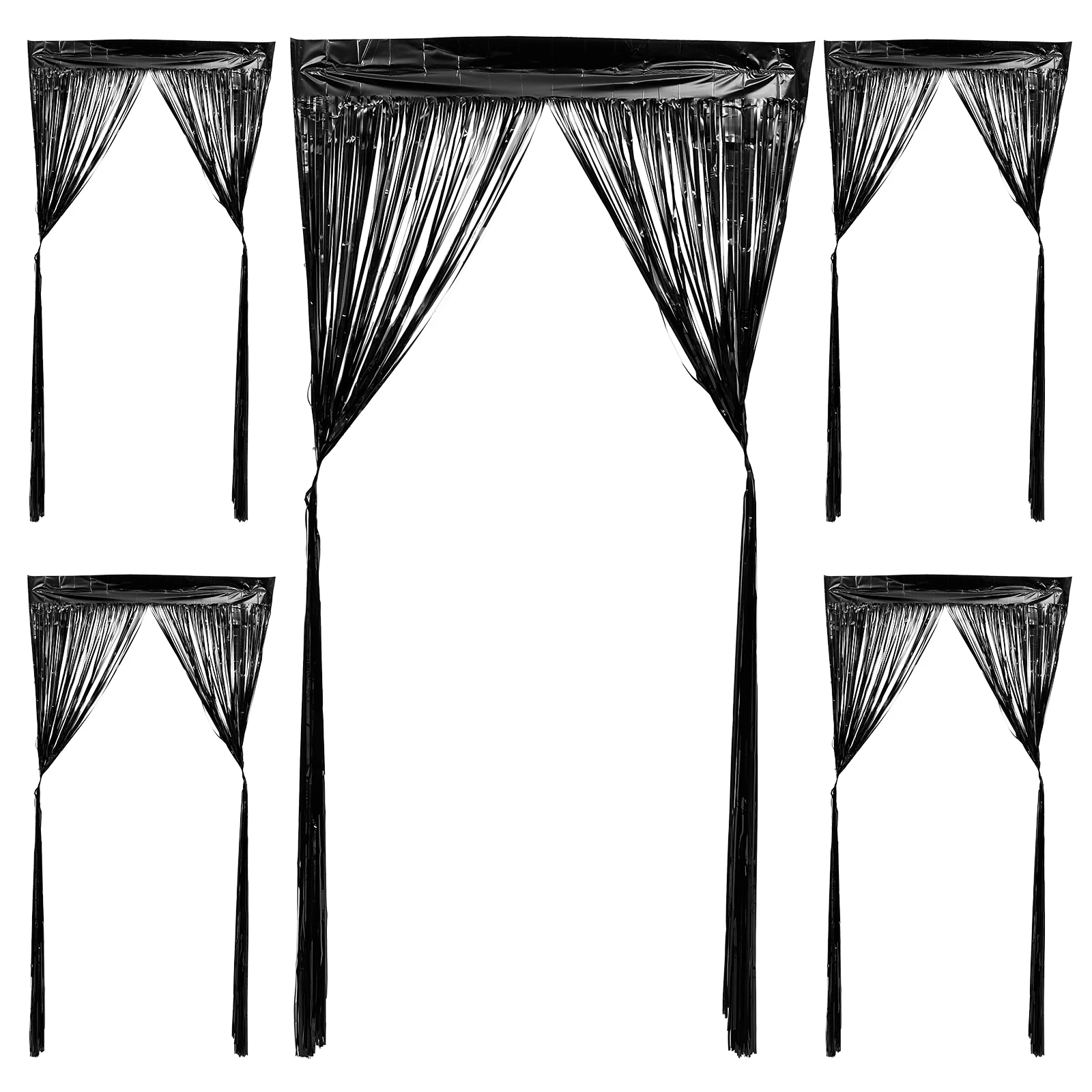 

5pcs Thick Thread Door Curtain 2m Black Tinsel Backdrop for Wedding Stage Fringe Curtain Streamer Party DecorFRINGE