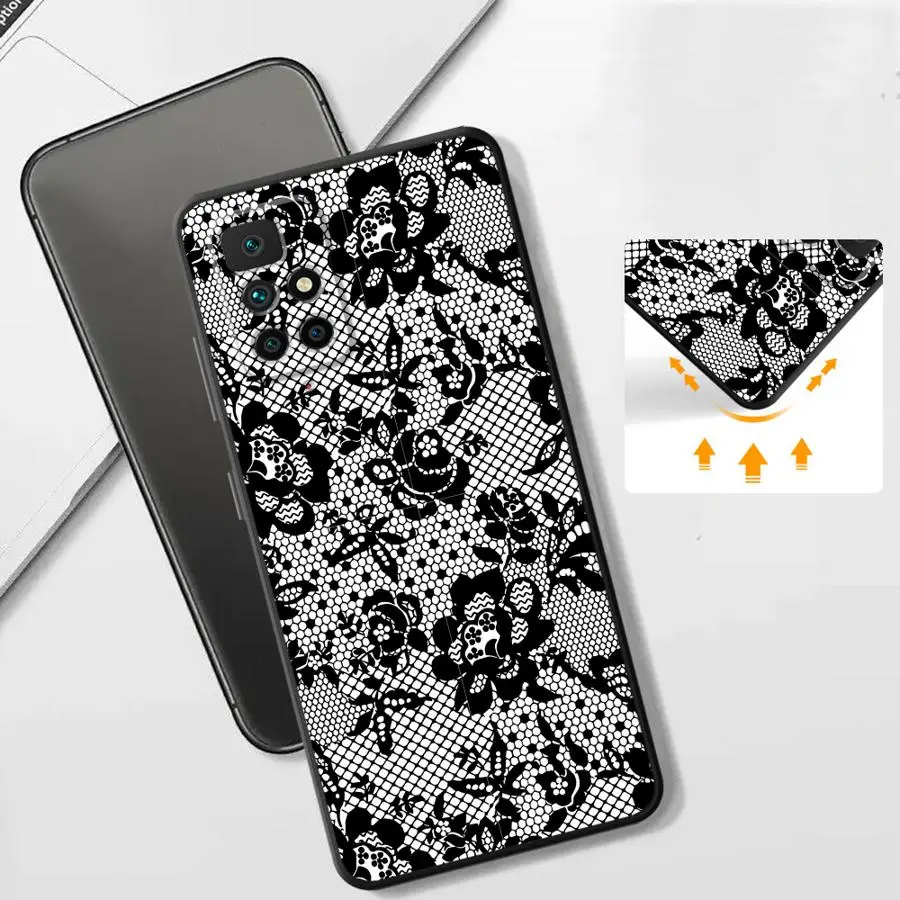 Case for Xiaomi Redmi 12C 9 13C 10 A3 A5 A1 A2 Plus K40 K80 Pro 14C A4 Funda Phone Cover Lace Flower view 3