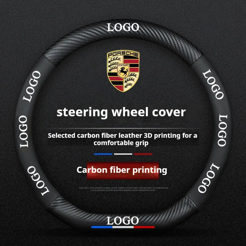 For Porsche Steering Wheel Cover Genuine Leather Carbon Fiber Thin Fit Macan Panamera 718 Cayenne 911 Boxster Cayman Carrera 917