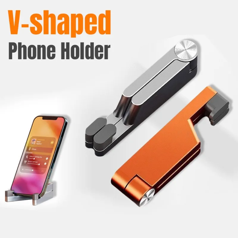 

V-shaped Fold Phone Holder Mount Desktop Lazy Metal Cell Tablet Stand For iPhone 17-12 Pro Max Samsung Xiaomi Smartphone Bracket