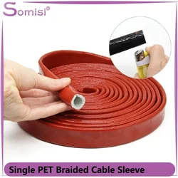 1/2/5m Silicone Fiberglass Tube Coated Glass Fiber Braided Fireproof Sleeve Fire Retardant Case High Temperature Braid For Wires