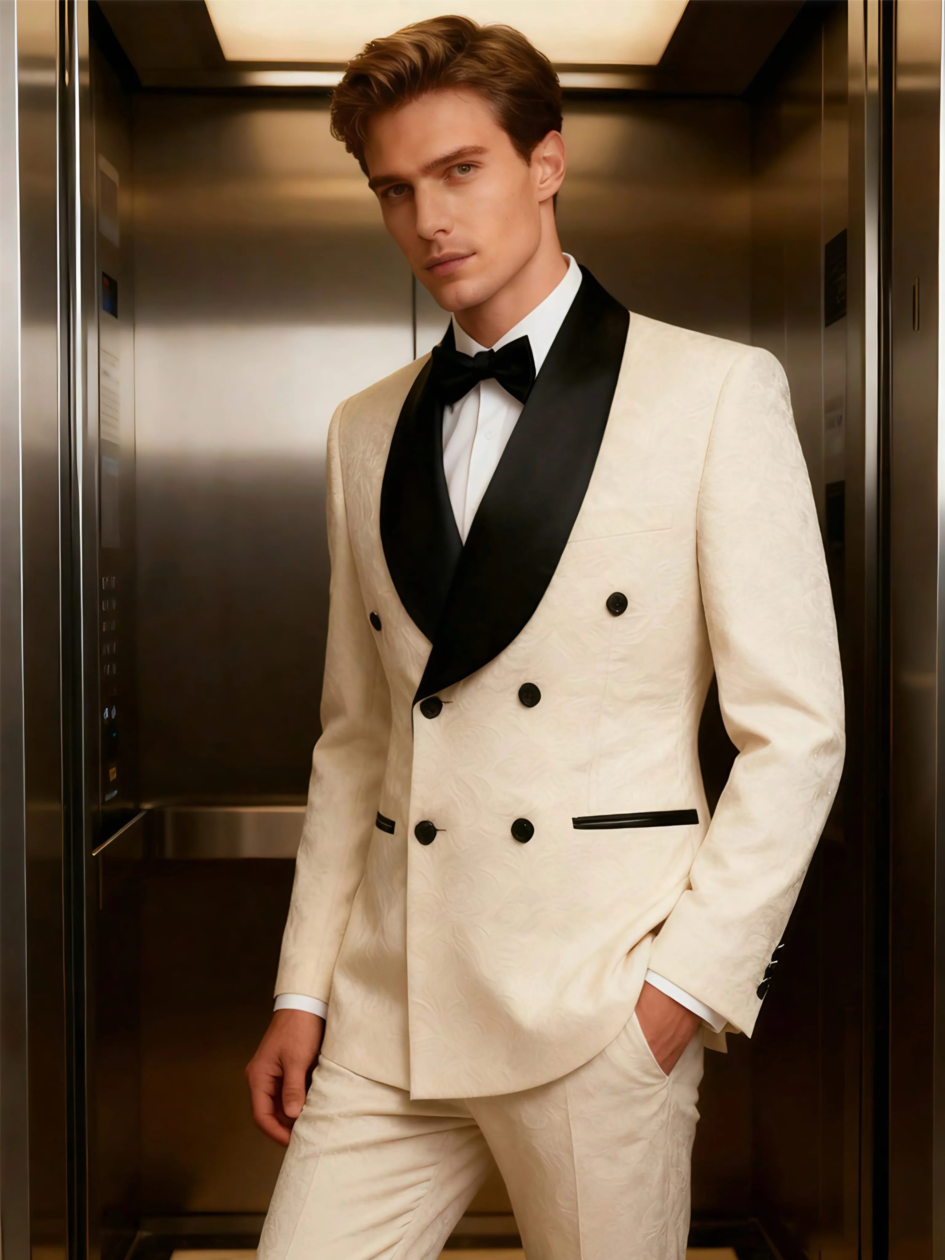 

Мужской облегающий костюм-смокинг из двух предметов с цветочным принтом, однобортный пиджак и брюки с лацканами с узором пейсли, комплект костюма