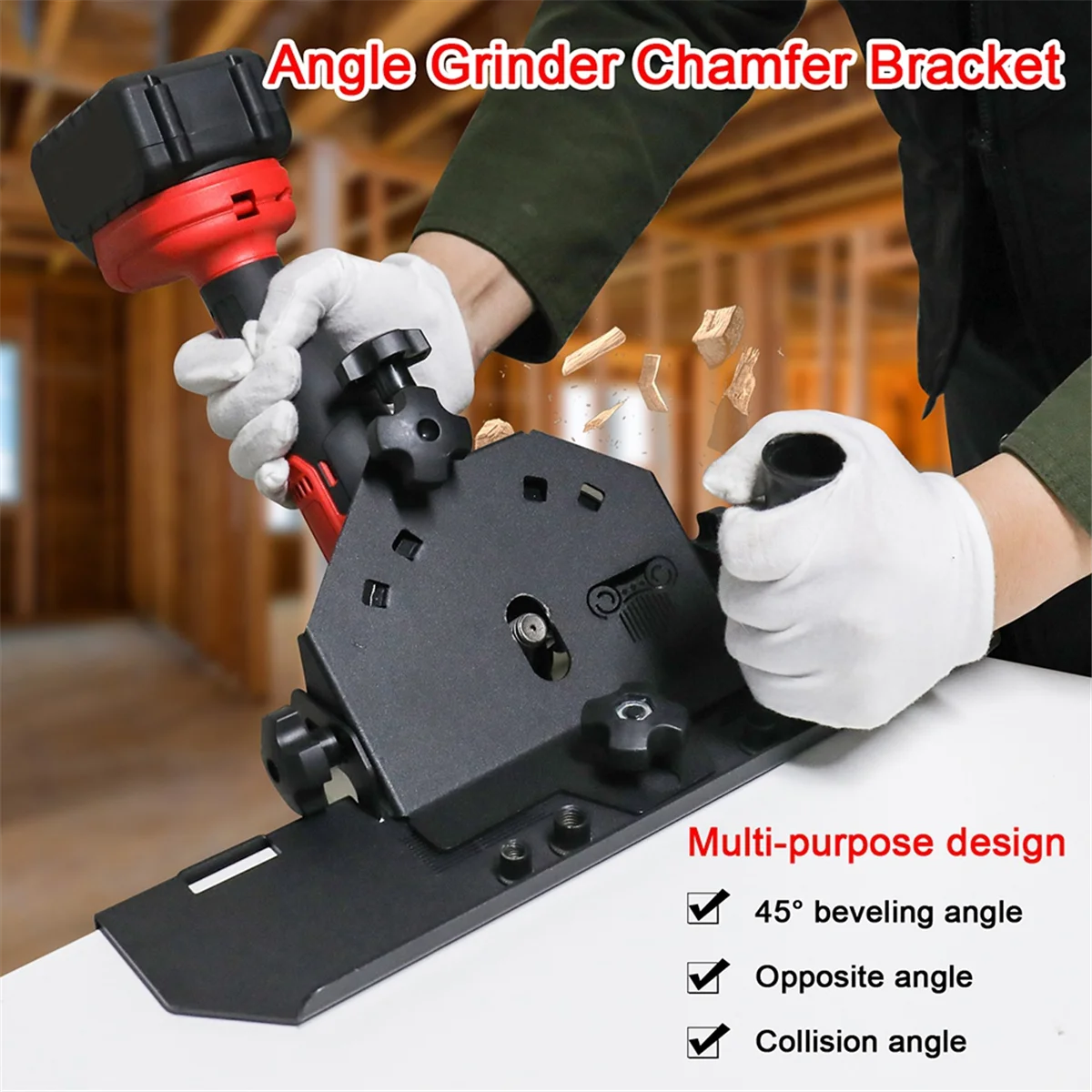 Aluminum Alloy 125 Type Angle Grinder Chamfer Bracket Screw Installation Multifunctional 45° Chamfer Tile Tool