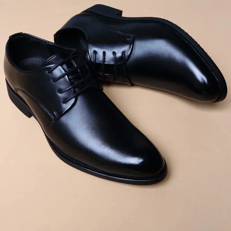 

Business Dress Leather Shoes Men Heightening Wedding Shoes Spring British Casual Business Flats Casual Comfortable British Shoes