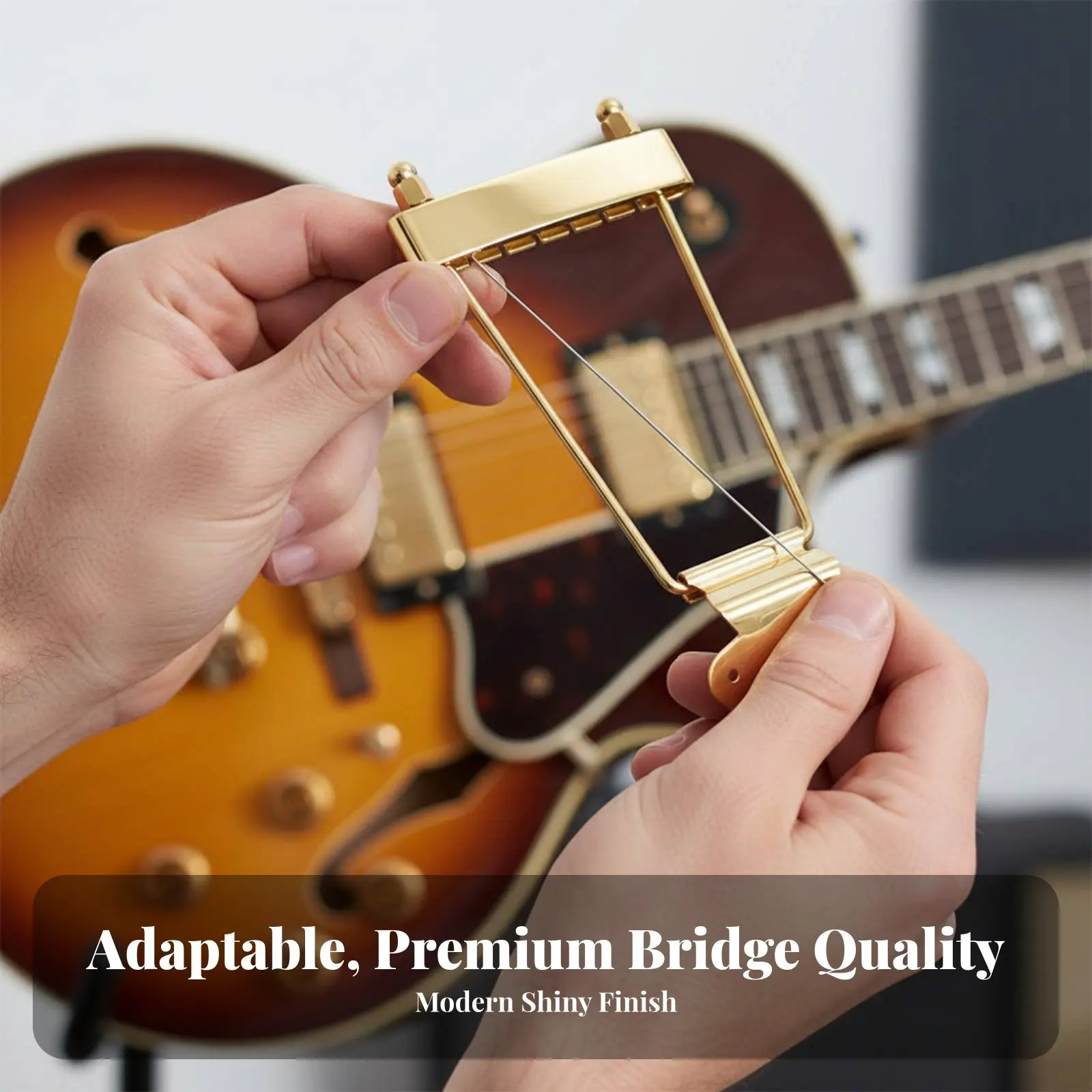 Jazz Guitar Tailpiece Replacement Part Jazz Guitar Bridge Tailpiece Sturdy Metal Construction Zinc Alloy for Luthiers