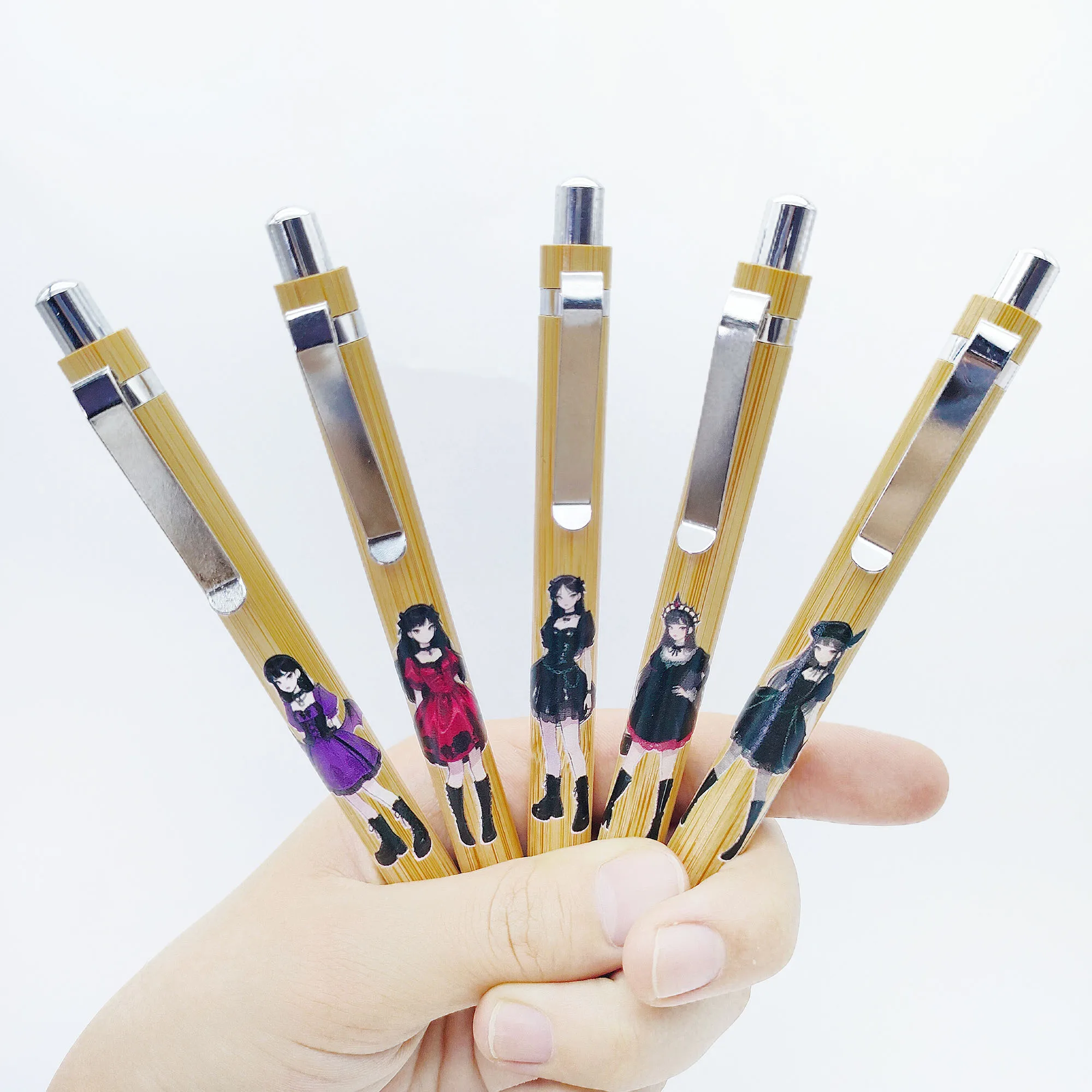 

6pcs/12pcs Gothic style girl style ballpoint pen outfit design press ballpoint pen holiday gift student writing stationery.
