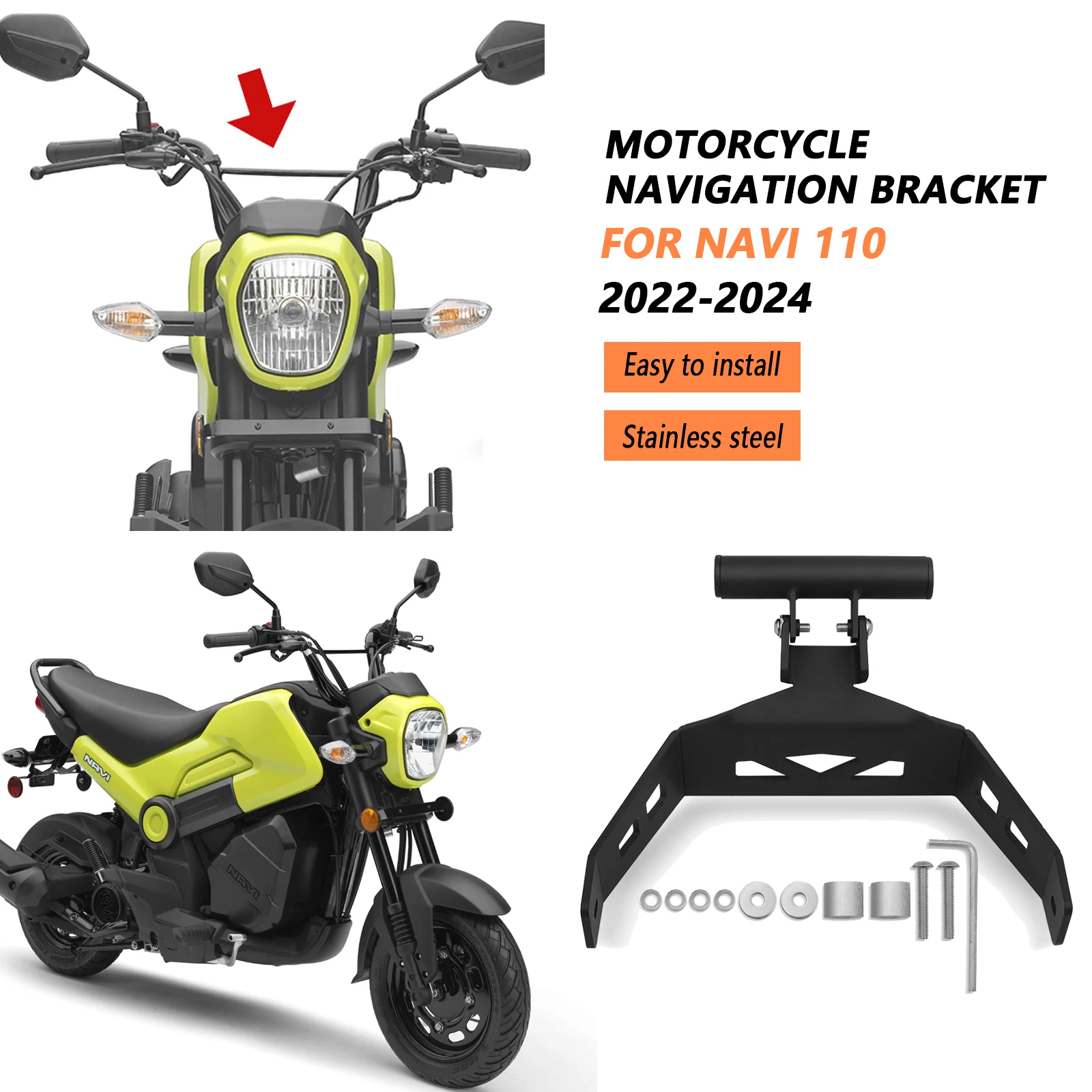 

For Honda Navi 110 Navi 2024 2023 2022 For Motorcycle Phone Holder Stand GPS Navigation Plate Mount Bracket Extension Holder