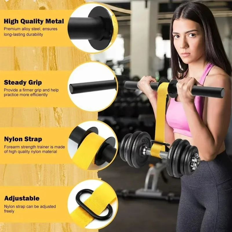 Adjustable Forearm Strength Trainer Wrist Roller for Home Workout Thickened Non-Slip Handle Belt Upper Body Fitness Equipment - view 5