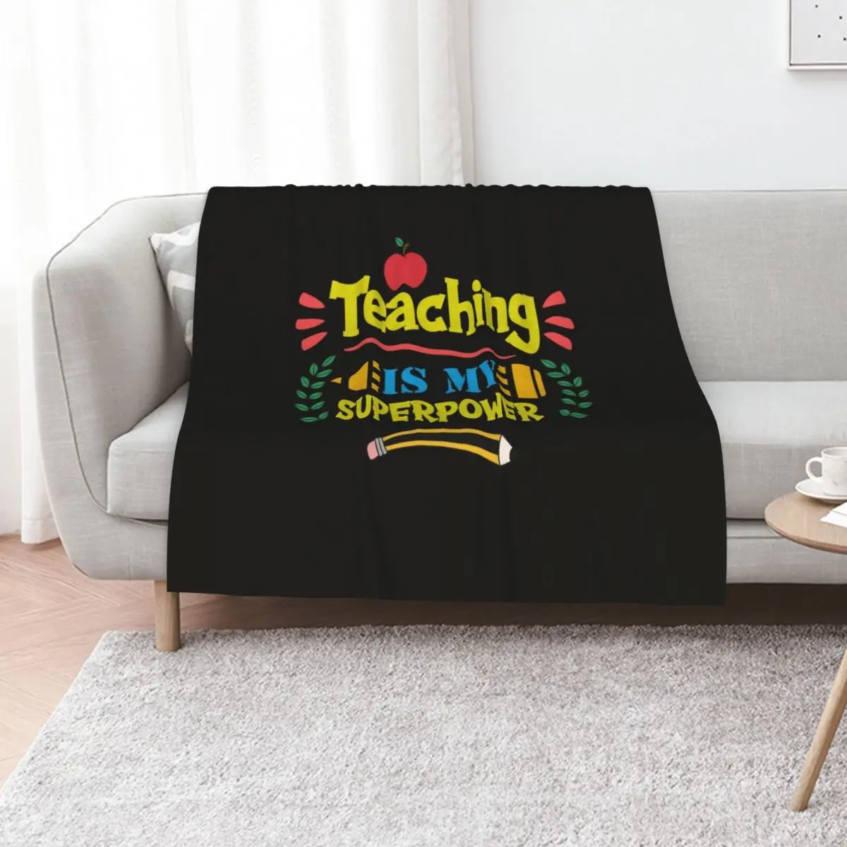 TEACHING IS MY SUPERPOWER Throw Blanket Sofas Flannel Fabric Custom cosplay anime Heavy manga Blankets