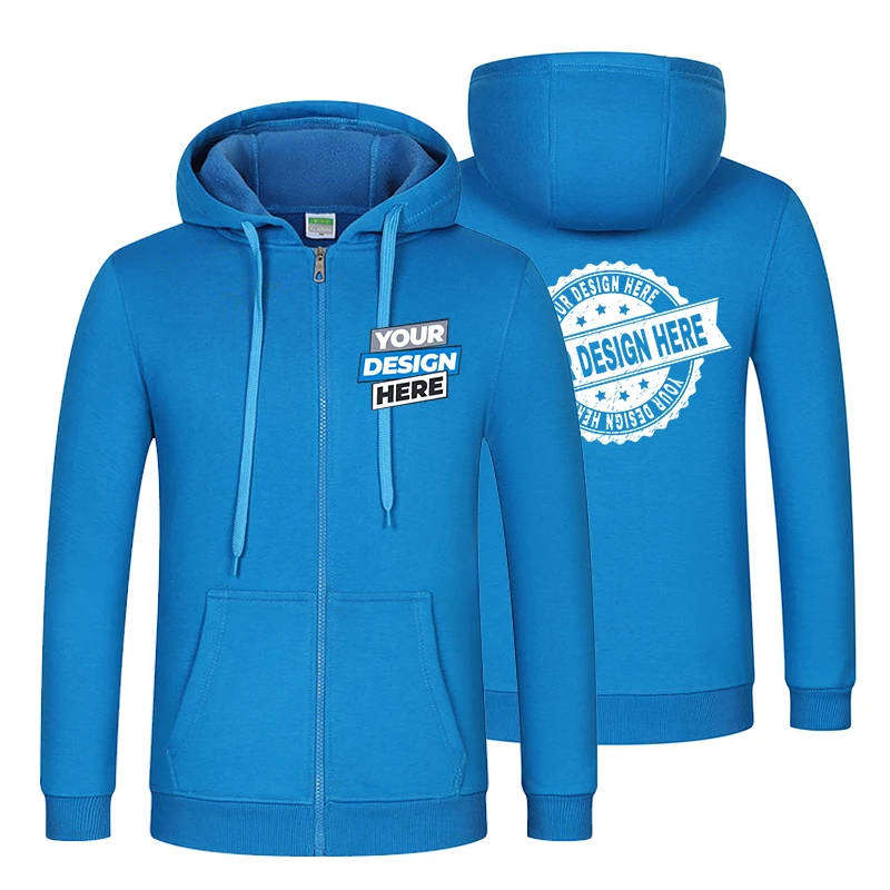 Unisex Custom Print Logo Pullover Zipper Hoodie Cotton Casual Sweatshirt for Men And Women
