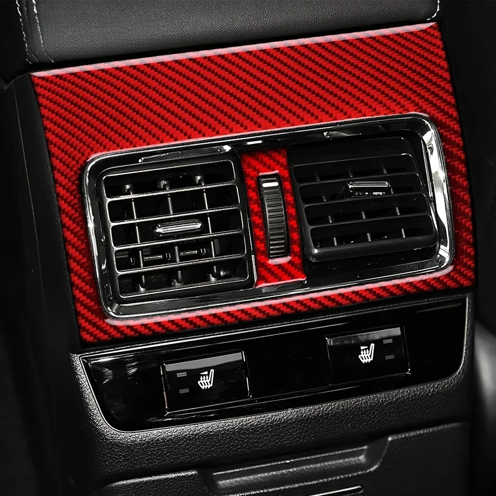 

Real Carbon Fiber Rear Air Vent Trim For Subaru Legacy Outback 2015-2019 Back Seat AC Outlet Cover Frame Glossy Black Red
