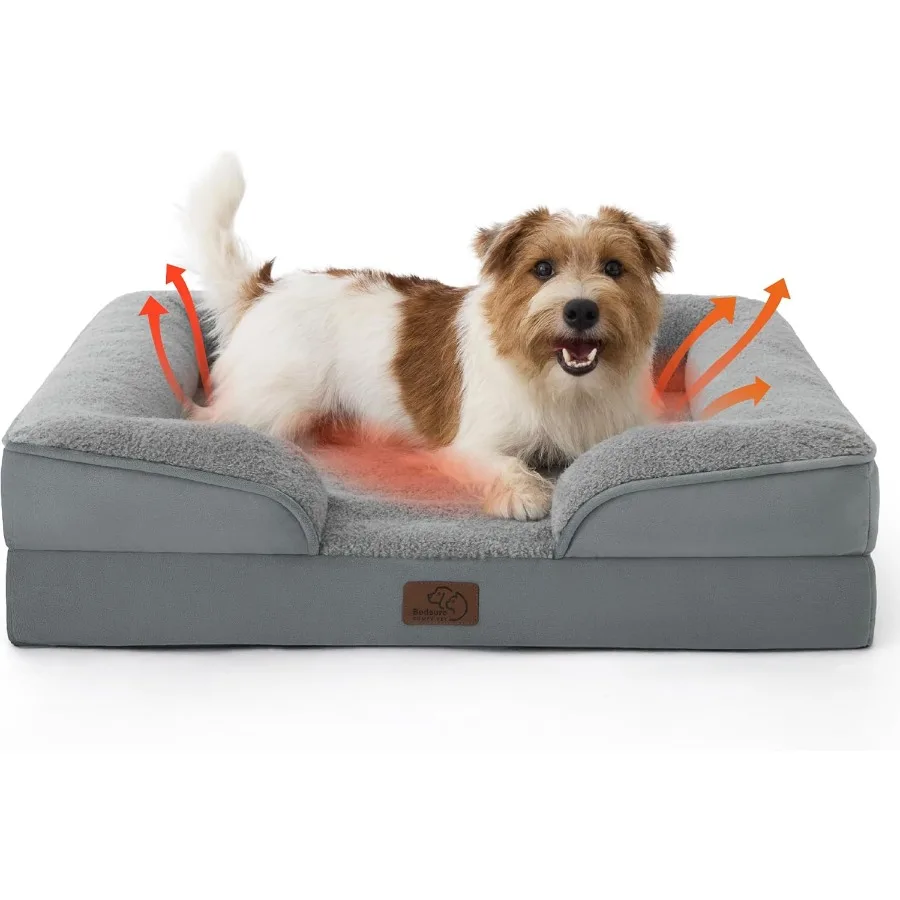 

Self Warming Orthopedic Dog Bed Medium Size for Medium Dogs - Washable Waterproof Comfort Pet Couch with Removable Cover Non-Sl