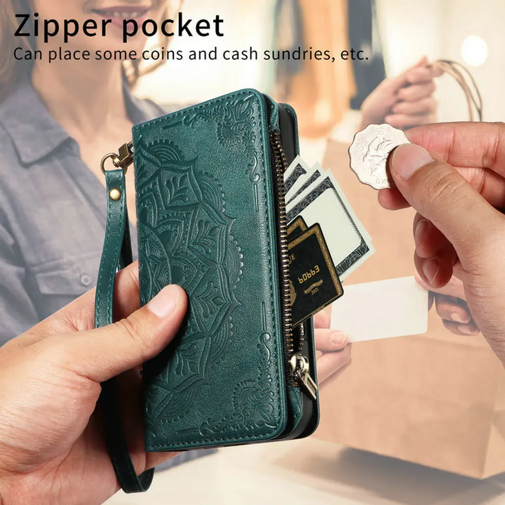 1+Nord6 5G 2026 Mandala 9-Card Zipper Leather Wallet Case For OnePlus Nord 6 5 4 Luxury Cover One Plus Nord CE 4 2 Lite 5 Funda