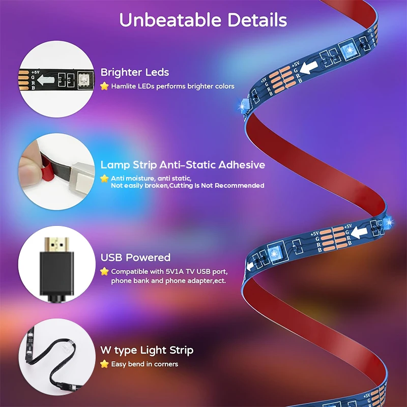Retroiluminação led tv sincronizações eficientes com imagem de tv música e vídeo para hdmi2.0 caixa de sincronização rgb ic tv led sincronização