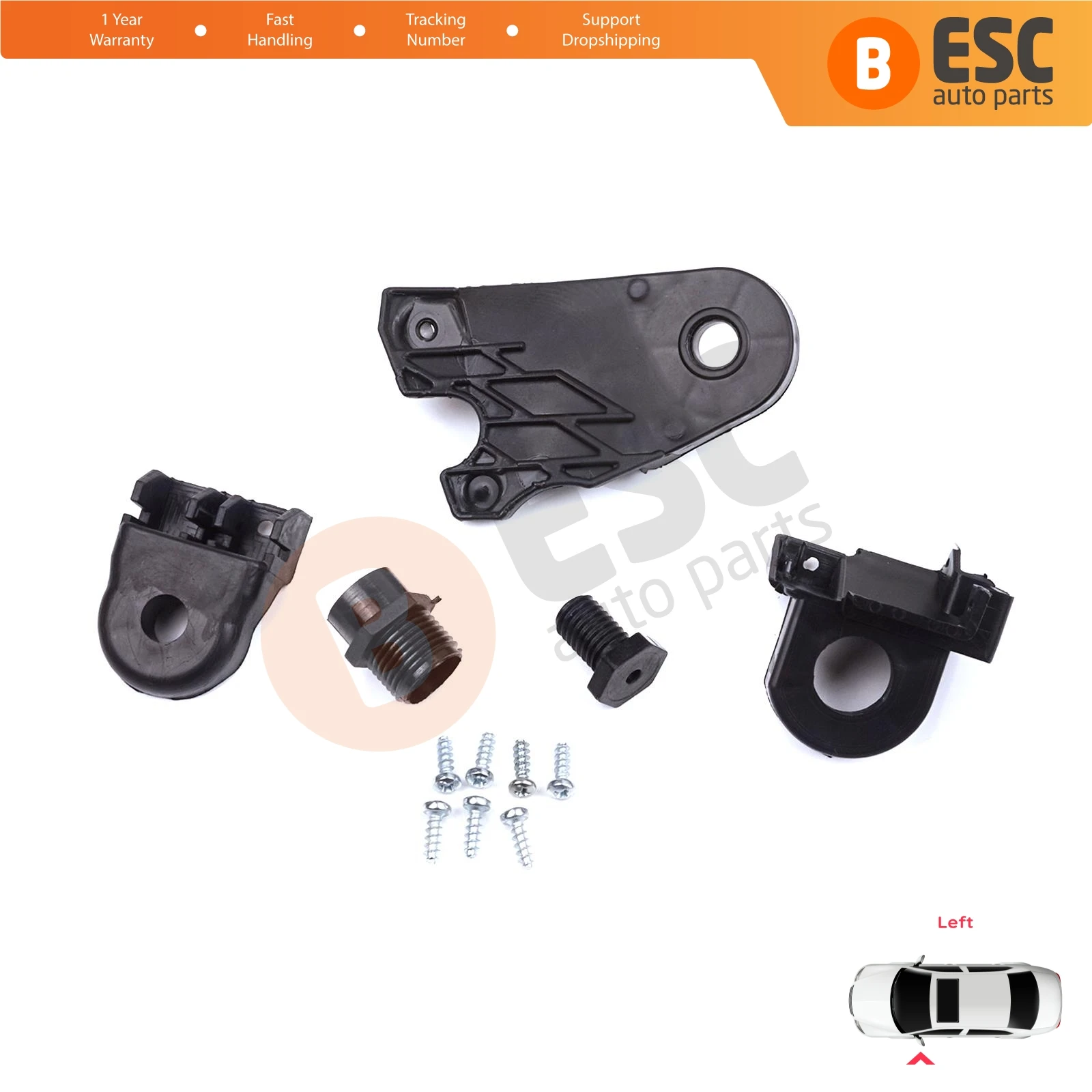 EHL580-1 Headlight Holder Mount Repair Bracket Tab Set Left Side for Mercedes C Class W205 C205 S205 A205 2013-2023 A2058200514