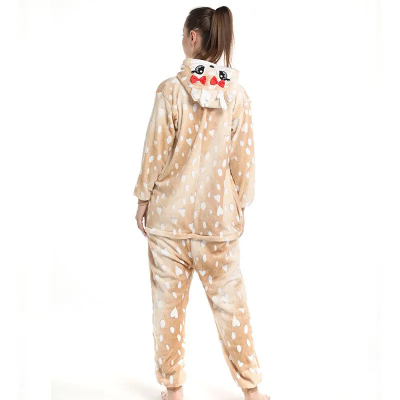 鹿-大人と子供のためのワンピースジャンプスーツ、長袖パジャマ、ゆったりとしたカジュアルなラウンジウェア、動物のホームウェア、秋と冬