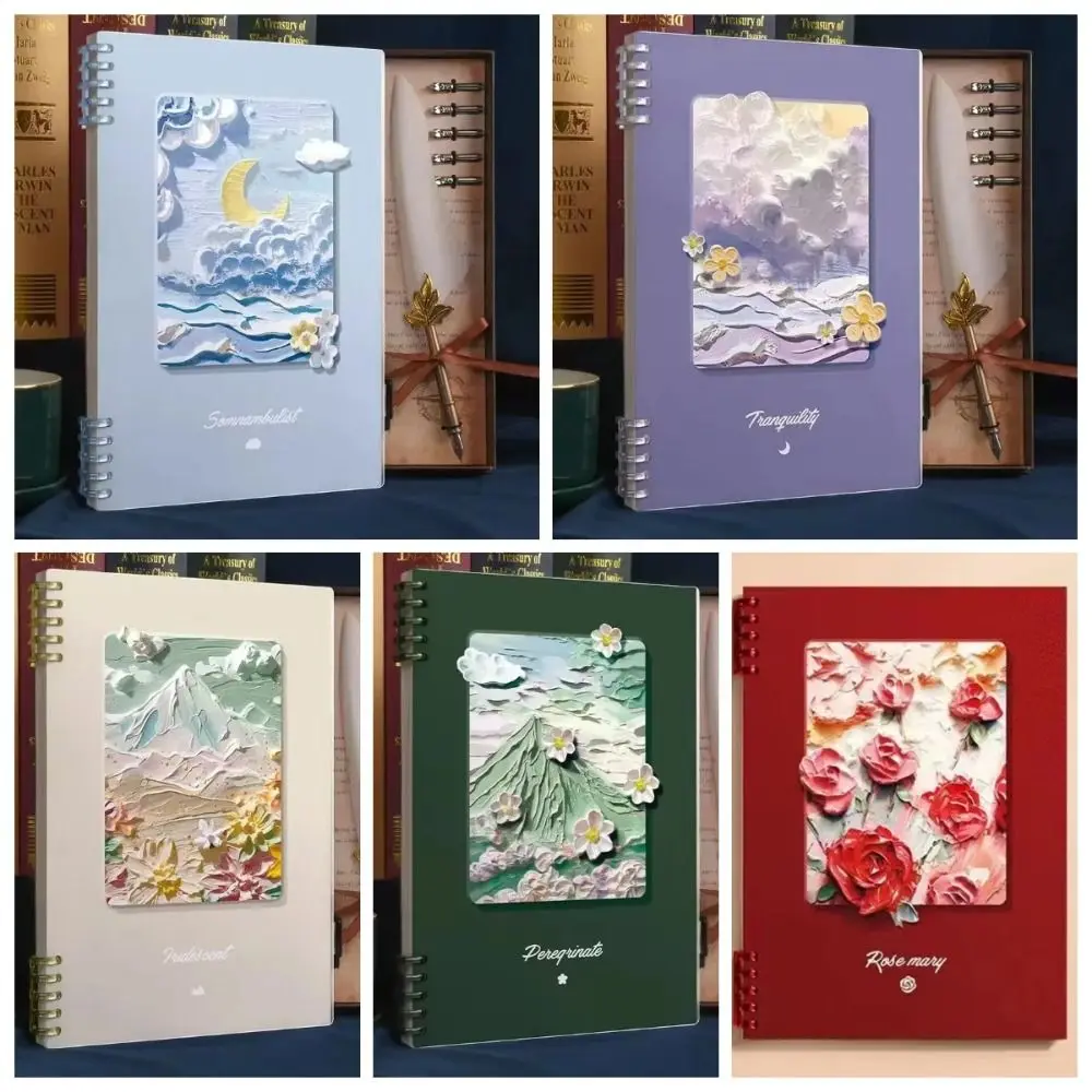 Oil Painting Loose-leaf Book A5/B5/A4 Thickening Cover Filler Paper Notebook Rose Mary Retro Student Diary Notepad Journal