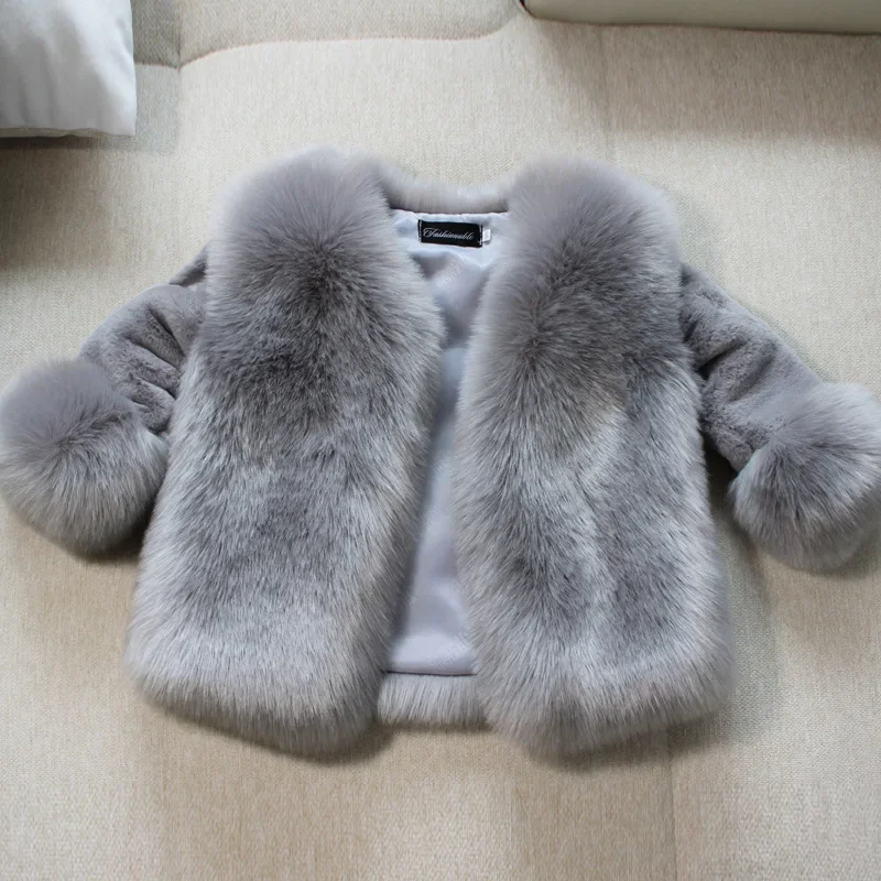 Girls Fur Coat Jacket Cotton Outwear Overcoat 2023 Fuzzy Warm Thicken Plus Velvet Winter Autumn Christmas Children\'s Clothing