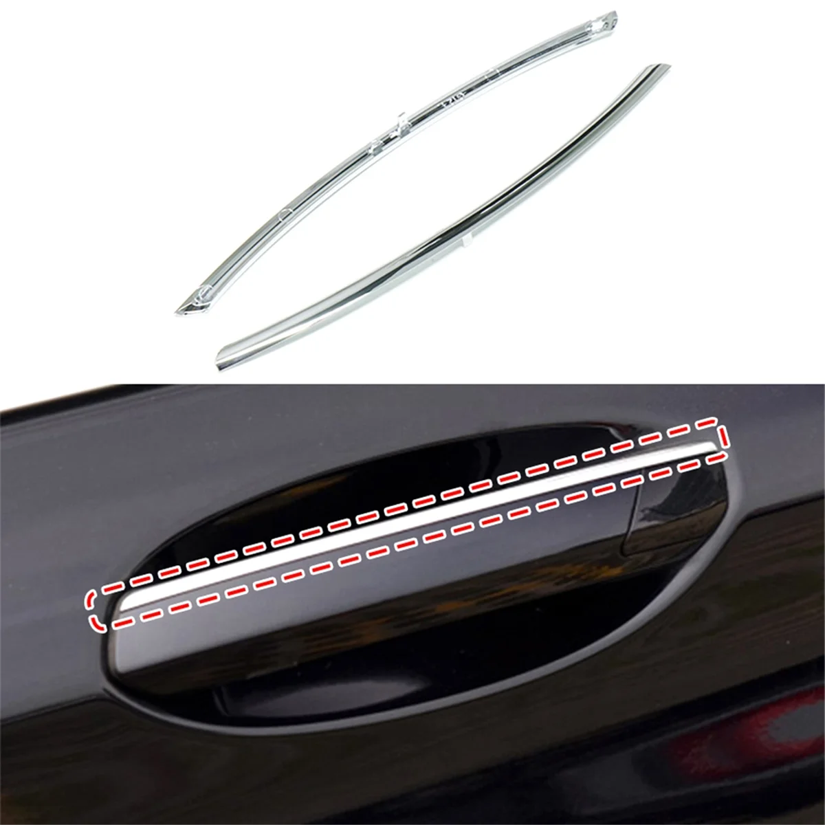 1Pair Outer Door Handle Electroplating Strip Bright Metal Strip Accessories 51217472725 for BMW G12 7 Series