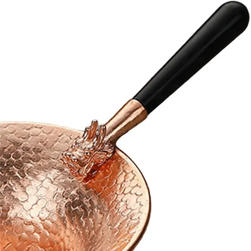 ABKO-Tea Strainer Copper Mesh Tea Infuser Long Handle Fine Loose Leaf Screen Traditional Accessory Lightweightsuitable Dragon