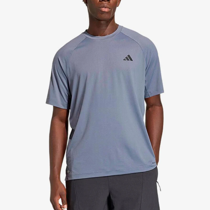 Adidas genuine new men's gray blue running sweat absorbing sports short sleeved T-shirt KS5576