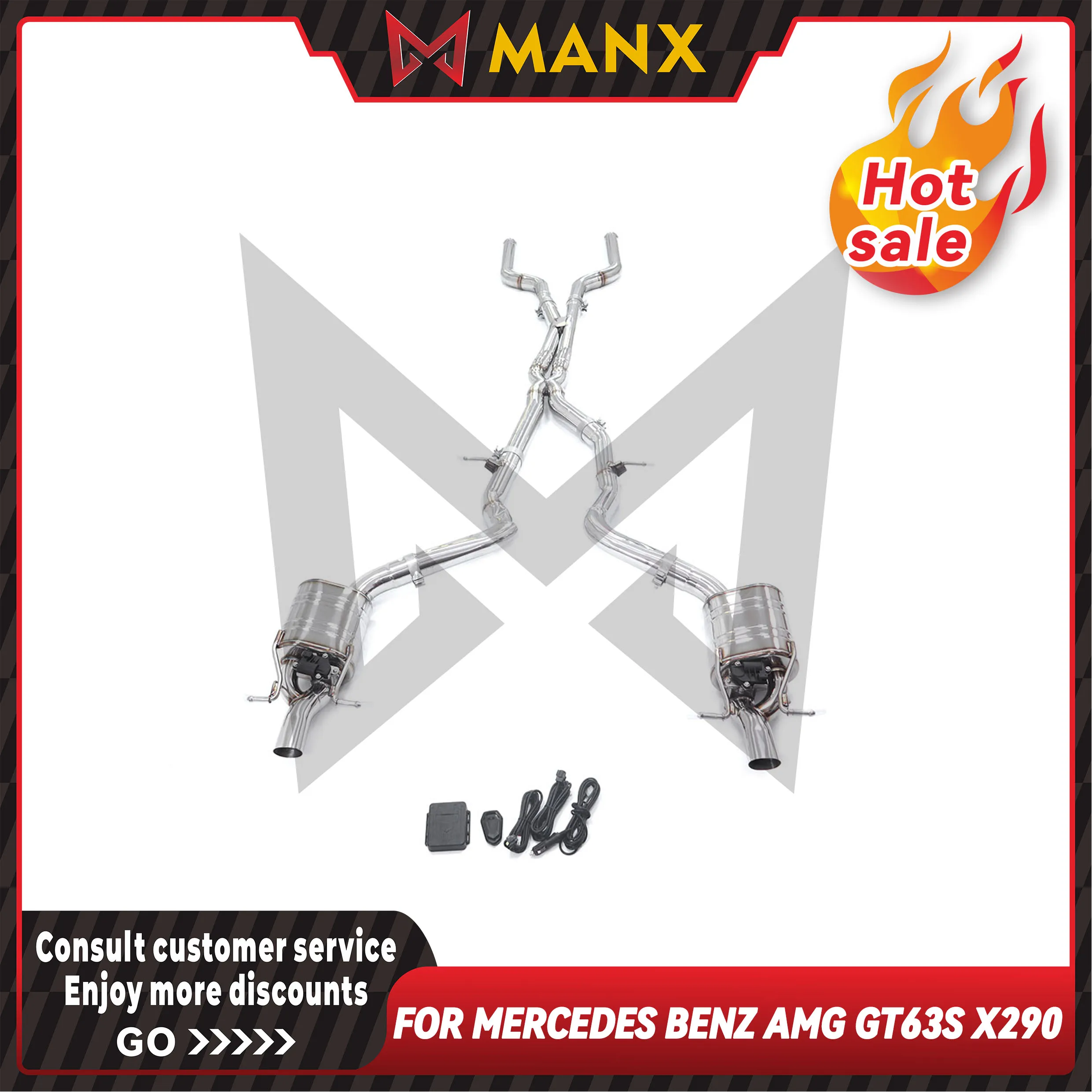 

MANX SS304 Exhaust for Mercedes Bnez GT63S X290 Catback Deep Sport Sound +10% Horsepower Easy Install Customizati