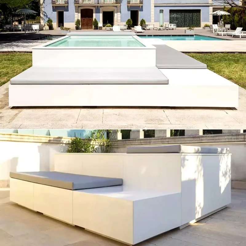 Stylish 12m Fiberglass Above Ground Swim Pool Plunge Spa Container for Home Backyard Easy Installation Customize