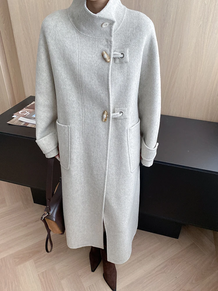 YERMORA Inverno Nuovo Bottone Nero Cappotto di Lana Dell'annata Per Le Donne Del Collare Del Basamento Manica Lunga Allentato Nuovo Cappotto di Moda Marea 2025