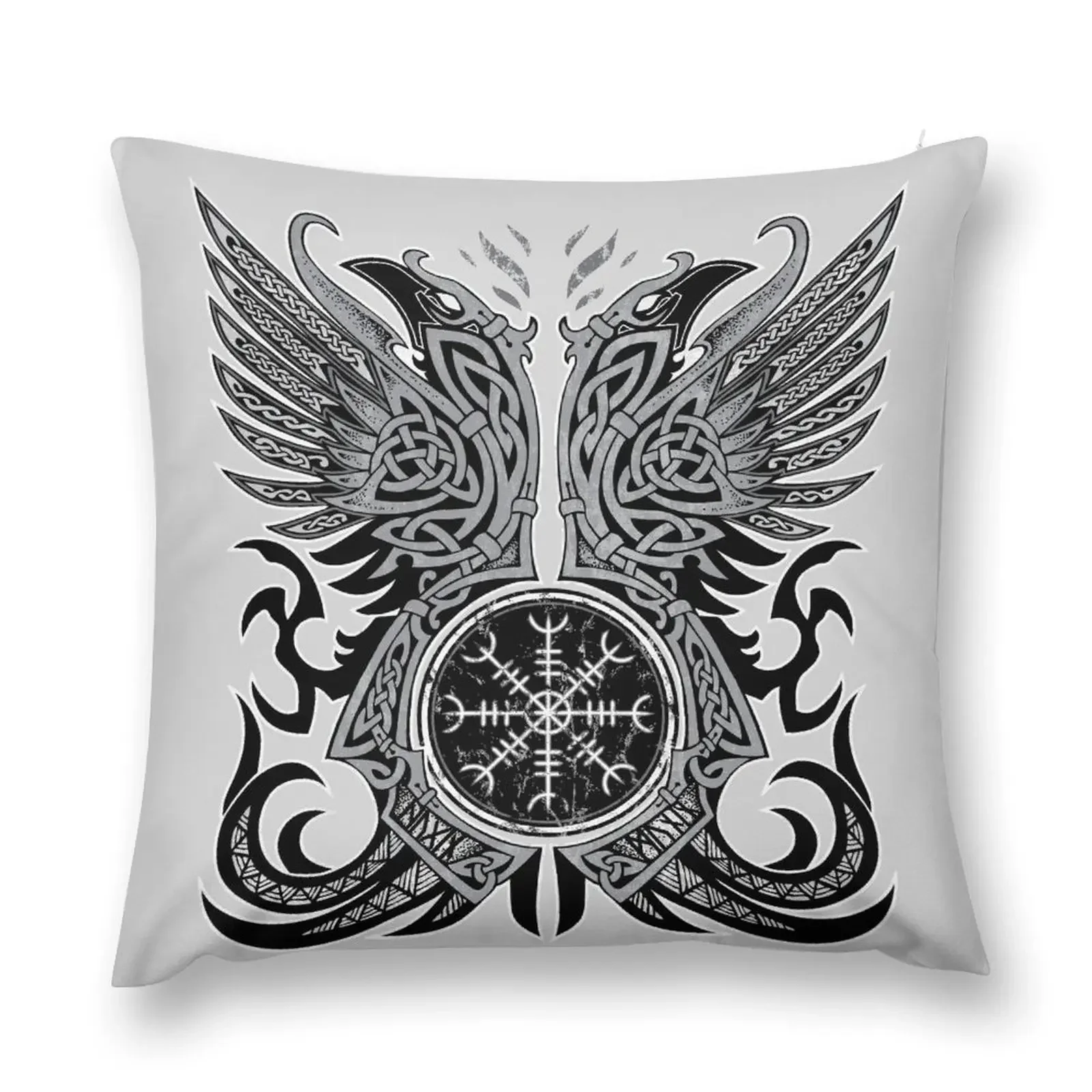 

Huginn & Muninn, Odin's Ravens Throw Pillow Sitting Cushion anime girl Plaid Sofa pillow