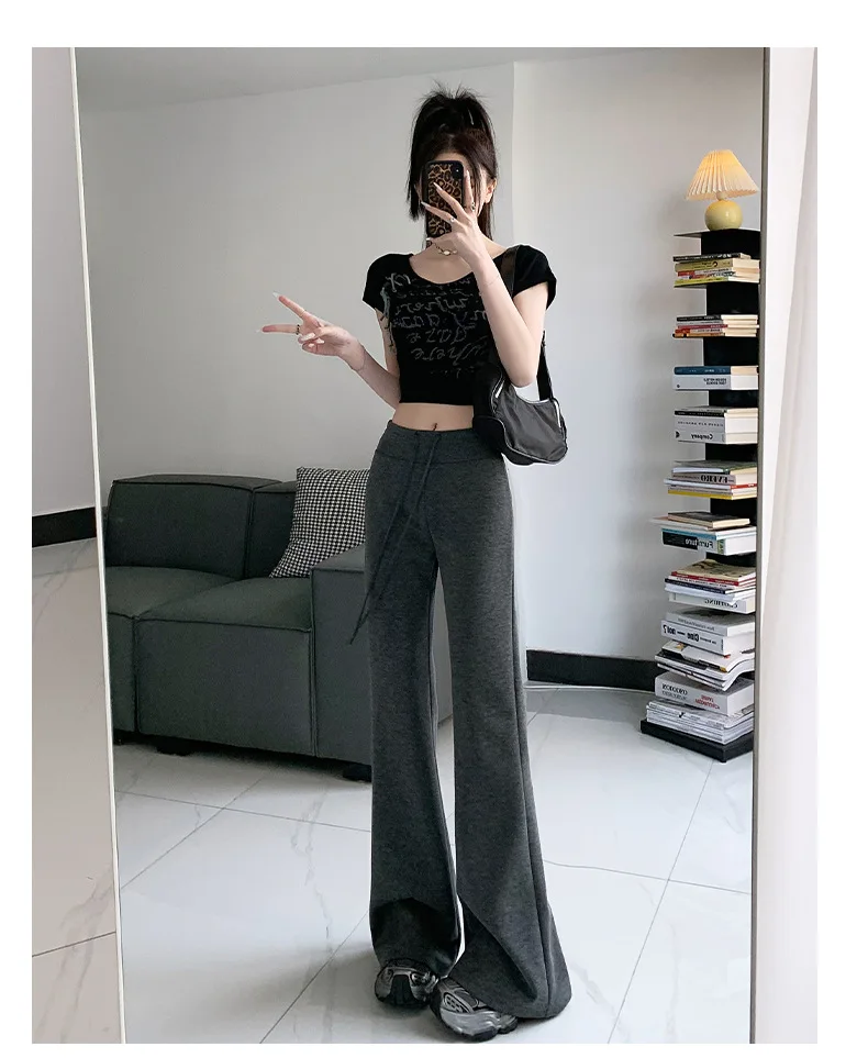 XIZOU Multicolored Drawstring Waist Casual Sweatpants Women Solid Simple Basic Minimalist Fitness Joggers Straight Pants