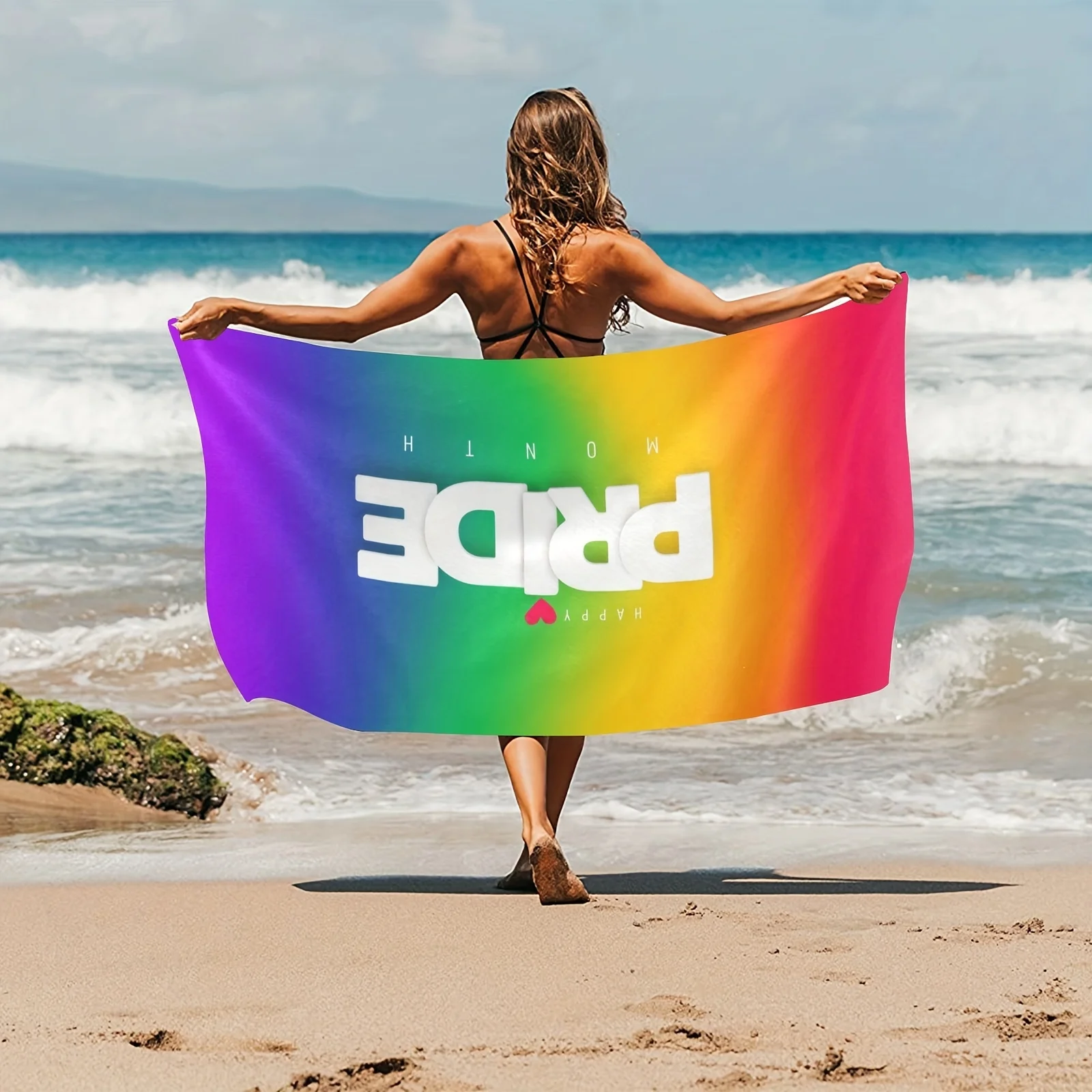 Pride Day Rainbow Beach Towels Beach Towel, LGBT Beach Towel, Stylish Pool Towels for Homosexuality Quick Dry Beach Towel