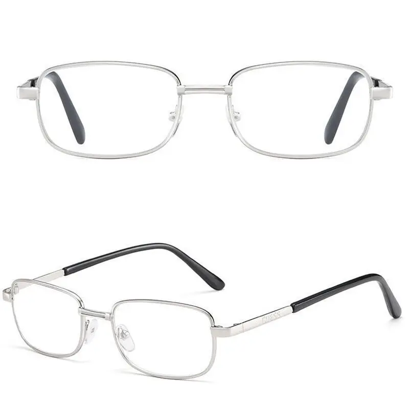 100 % Crystal Glass Lens Reading Glasses Men Anti-blue Light Presbyopia Magnifying Anti-Scratch Eyewear Diopter 1.0-4.0 Silver
