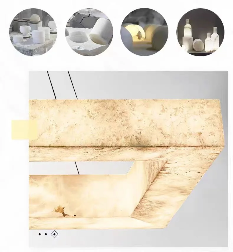 

2025 Marble Series Rectangular Led Chandelier Pendant Light Suspension Luminaire Lampen Alabaster Hanging Light For Dinning Room