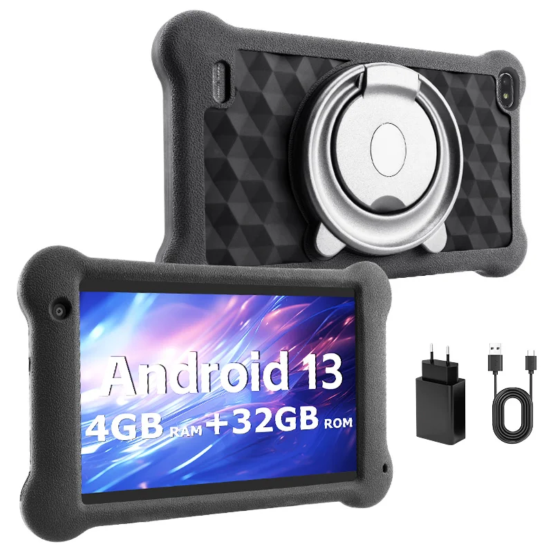 ANRY 7 Inch Android 13 Tablet 4GB RAM 32GB ROM 3500mAh 1024x600 IPS Dual Cameras Shockproof Case Kids Adult Study Entertainment