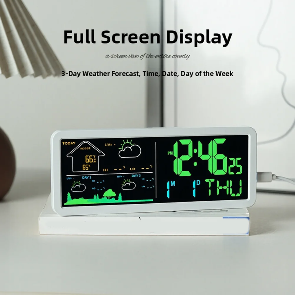 Weather Forecast Digital Clock with 3-Day Temperature Predictions Real-Time Timekeeping Date and Day Display for Living Spaces