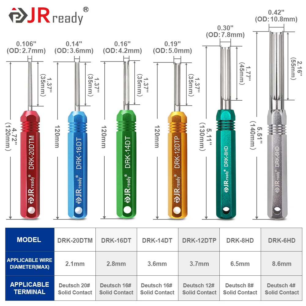 JRready ST5257-PRO Deutsch Connector Tool Kit for 4#8#16#12#20# Solid/Stamped Contacts 6-22 AWG Pin Removal Tool for Deutsch