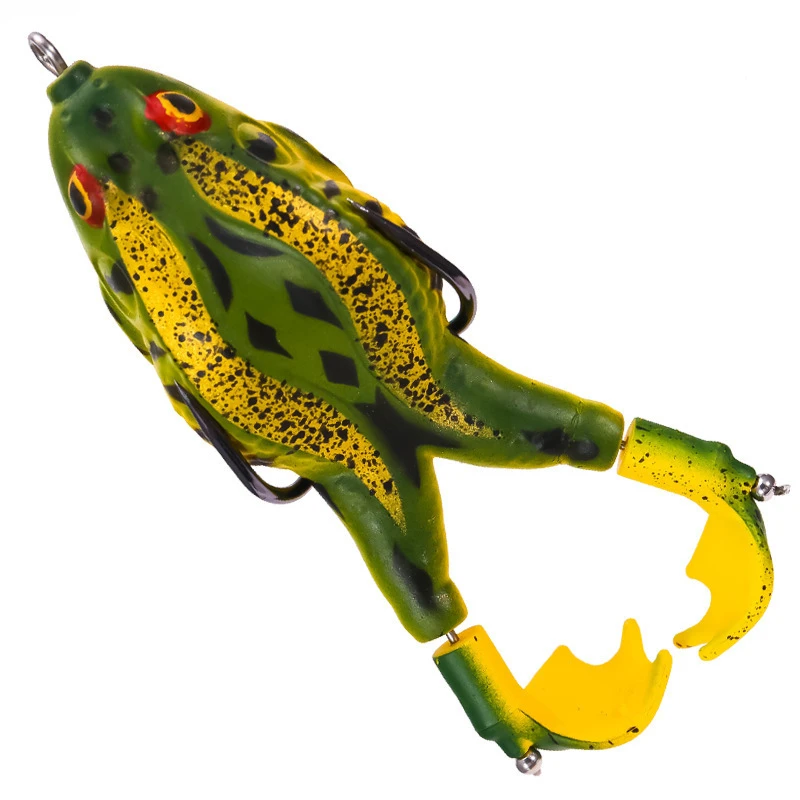 1PC Frog Type Soft Silicone Bait, Double Hook and Propeller, Artificial Swing Bait, 9 Cm, 13.5 G Fishing Lure Fishing Hook