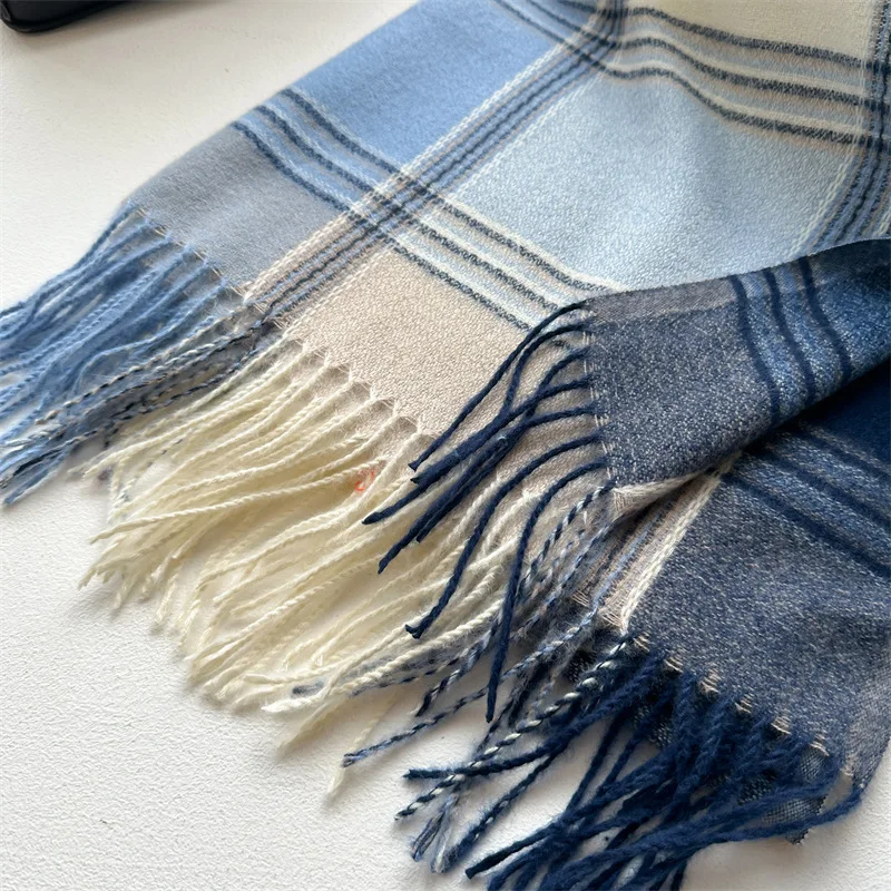 Luxury Women Plaid Scarves Autumn Winter Warm Cashmere Scarf Long Tassels Wrap Shawl Lady Muffler Wool Pashmina