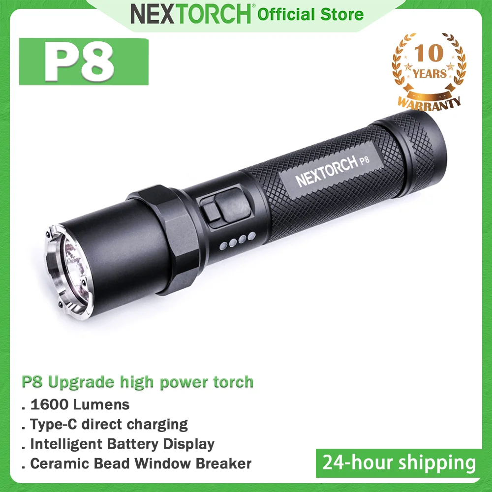 

Nextorch P8 Upgrade high power flashlight , high brightness torch,rechargeable torch , Tactical torch edc duty outdoor camping