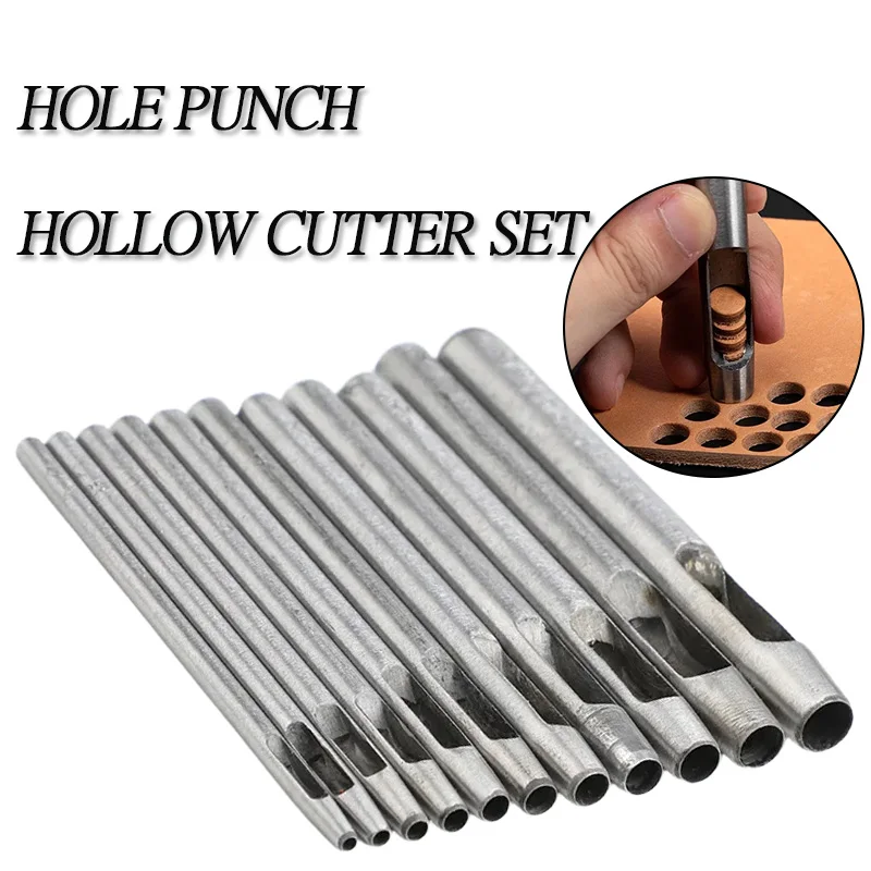 6pcs Mix Size Round Hole Punch Hollow Cutter Set Lot for Gasket Rubber Leather Craft Belt Bag Clothing High Hardness Steel