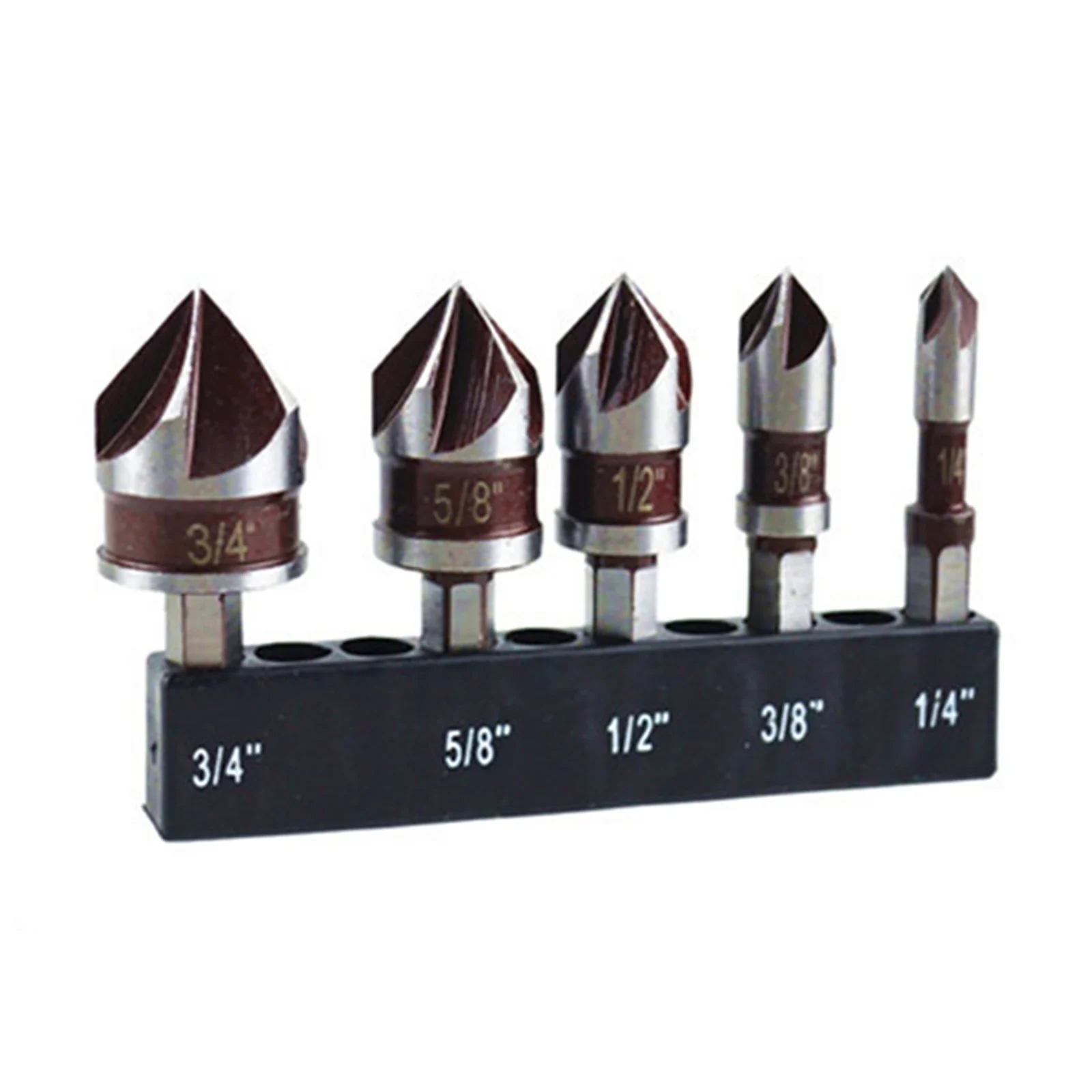5Pcs HSS Countersink Drill Bit Set 1/4