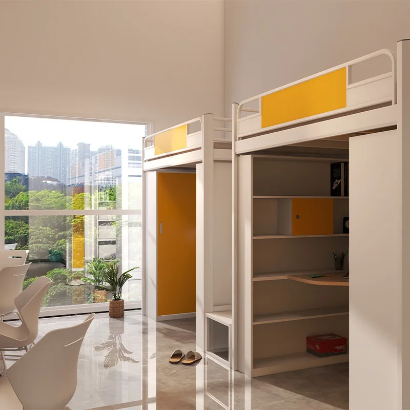 Dormitory Double-storey School Two-piece Apartment Lower Table Iron Bed Student Bed Iron Art